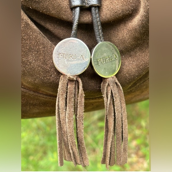 Furla Brown Suede Shoulder Bag. Preowned. - Picture 3 of 15